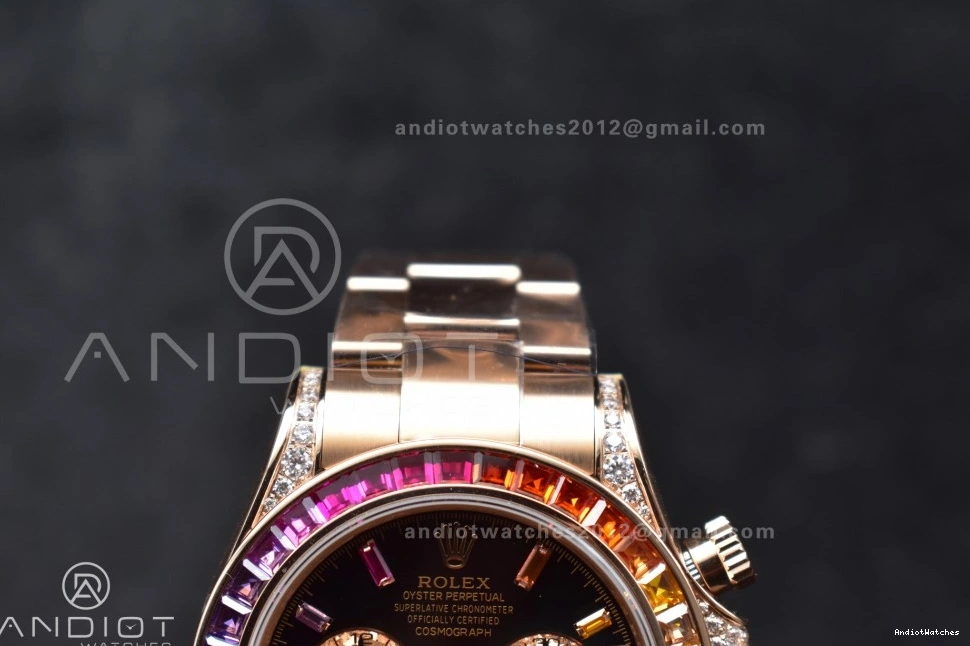 ZF SH Rainbow Bracelet Best 1:1 Diamonds 116595RBOW Durable Edition 776 Black RG Dial on Daytona 0416